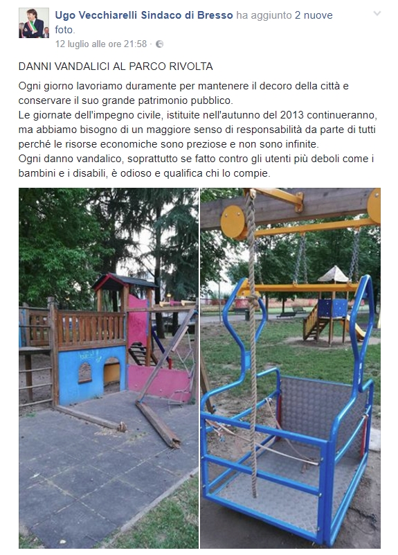 Bresso, vandali al parco