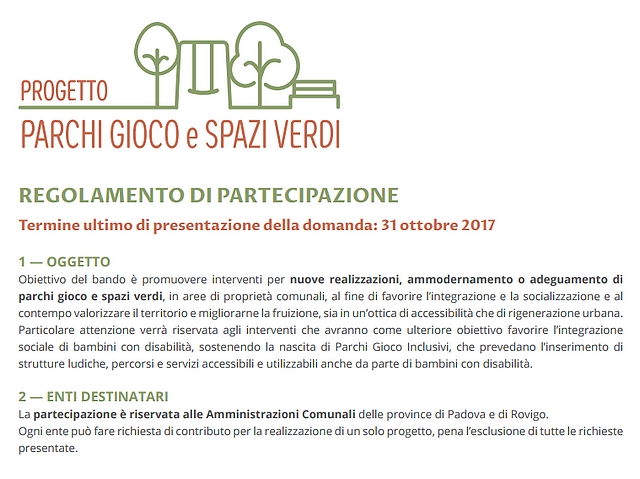 Bando Parchi Gioco e Spazi Verdi