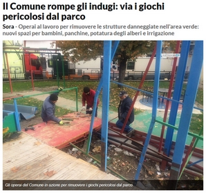 Via i giochi pericolosi dal parco