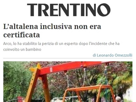 L’altalena per disabili non era certificata