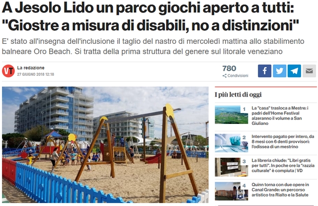 Jesolo parco “inclusivo” su sabbia