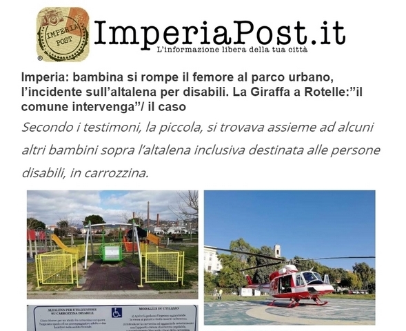 Incidente altalena per carrozzine