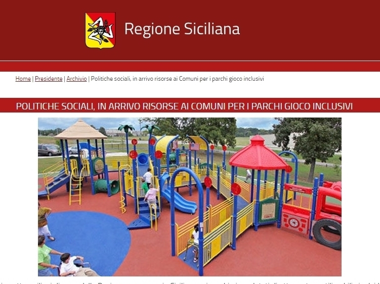 Sicilia: bando per i comuni per i parchi gioco inclusivi