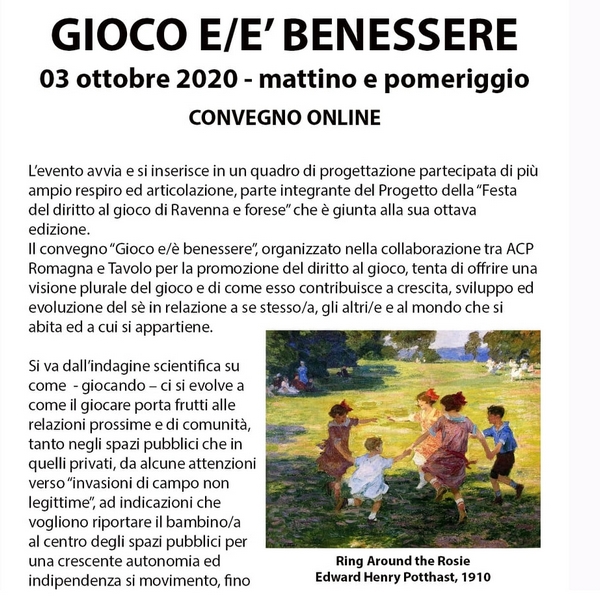 GIOCO E/È BENESSERE convegno 3 ottobre 2020