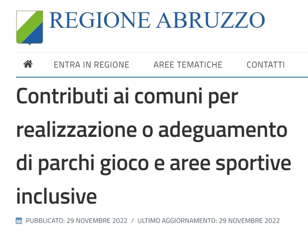 Regione Abruzzo: contributi ai comuni per parchi gioco inclusivi