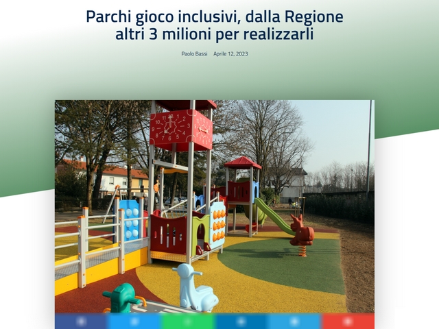 Lombardia: dalla Regione altri 3 milioni per i parchi gioco inclusivi